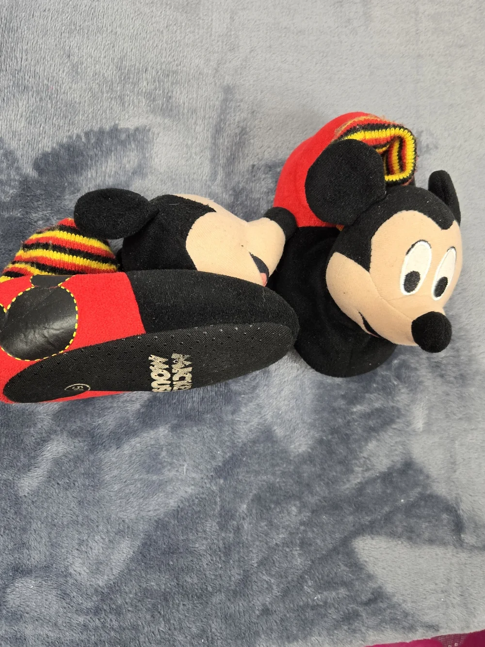 Disney Mickey Mouse Plush Slip-On Slippers in Black, Red & Yellow